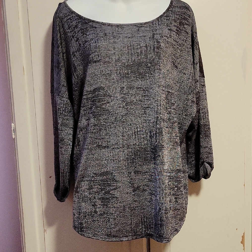 INC International Concepts Heathered Gray Scoop Neck Pullover